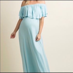 Pinkblush Light Blue Off-Shoulder Maxi Dress